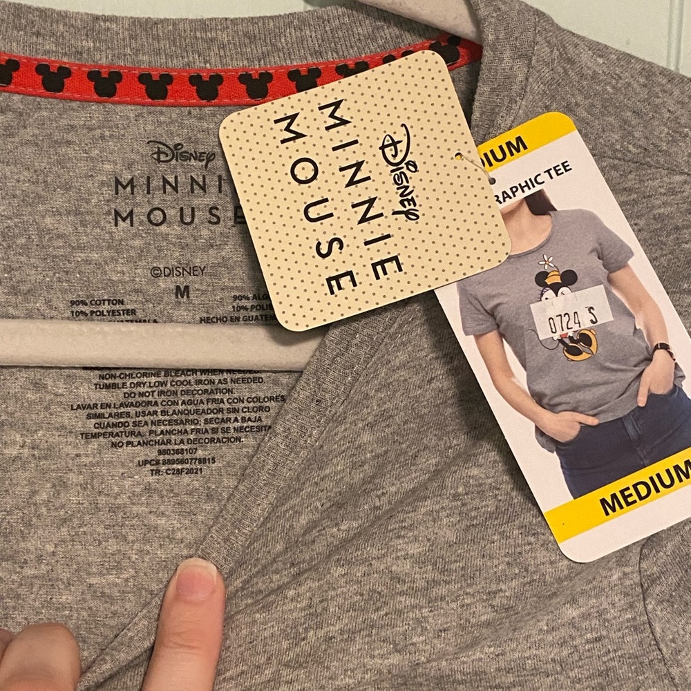 2/$25 NWT Disney Minnie Mouse T-shirt Grey Medium - Picture 2 of 2